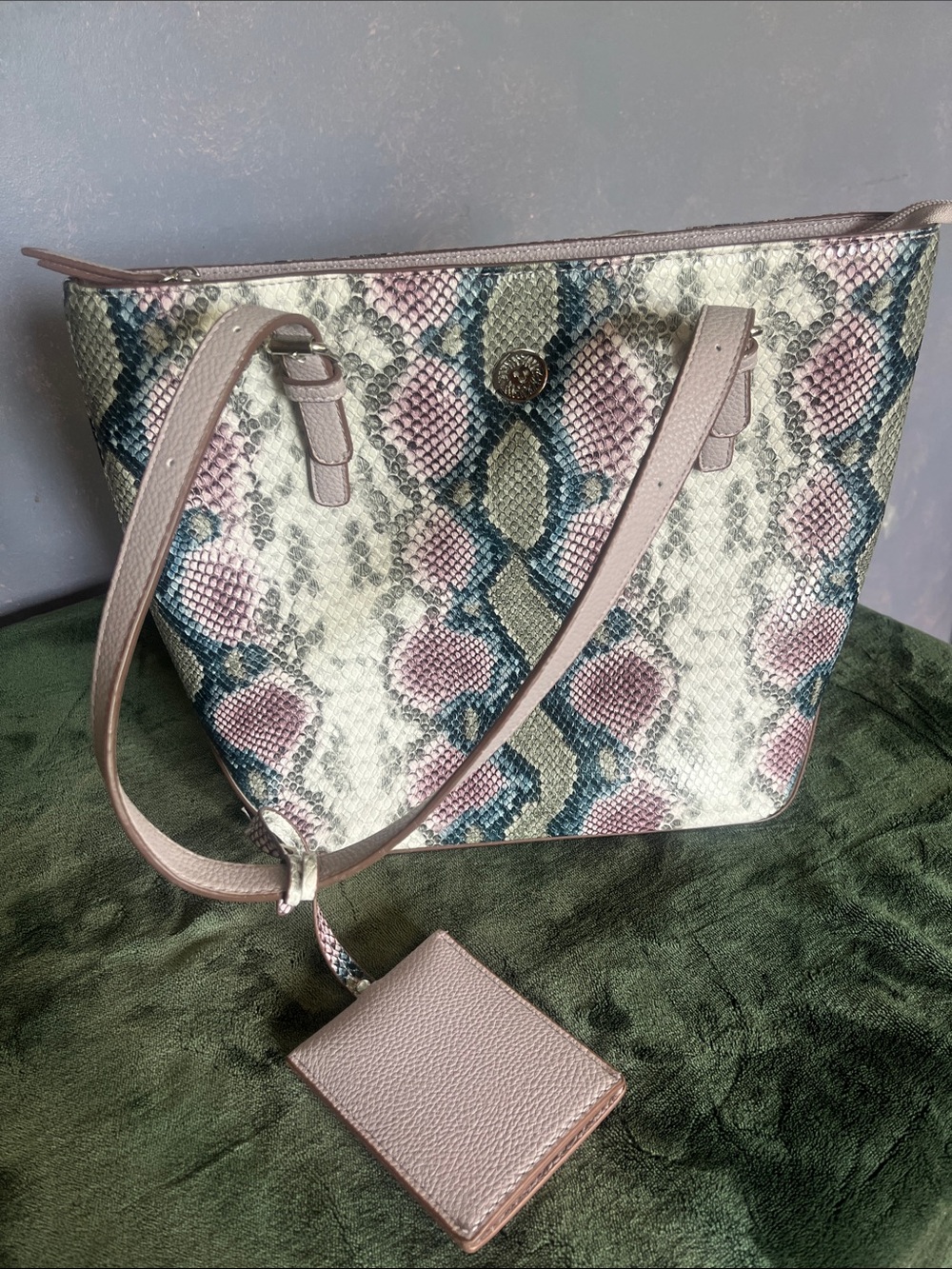Anne Klein Python-Print Tote Bag in Pink and Blue